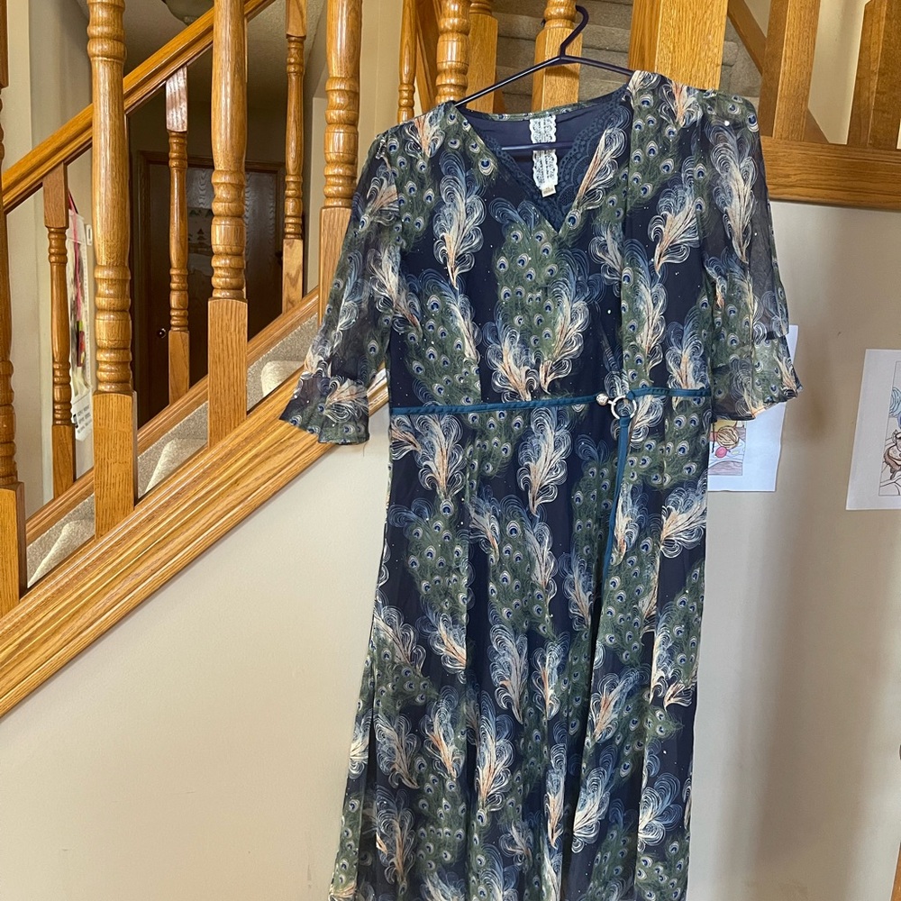 Elegant Peacock Feather Dress